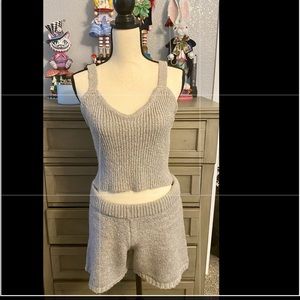 NWT Heather grey crop top and short set.